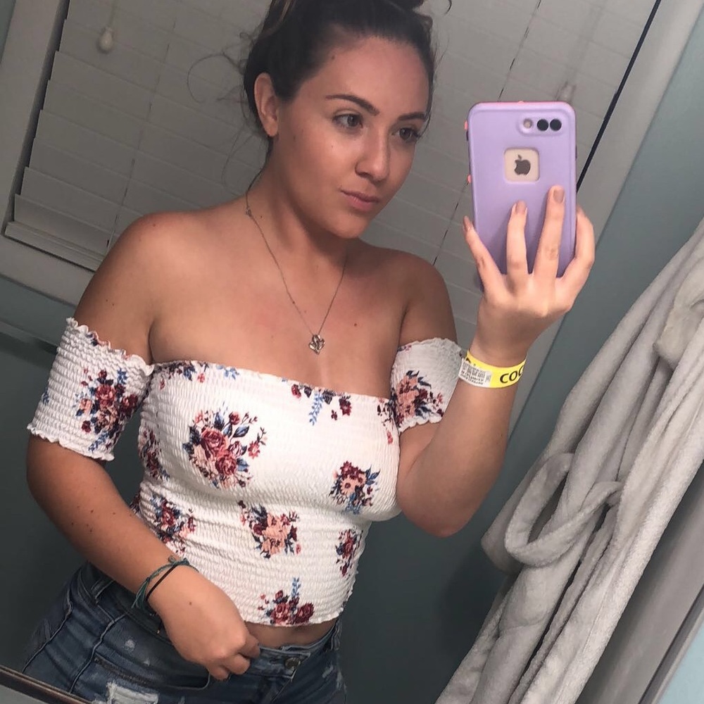 Off the shoulder floral crop top